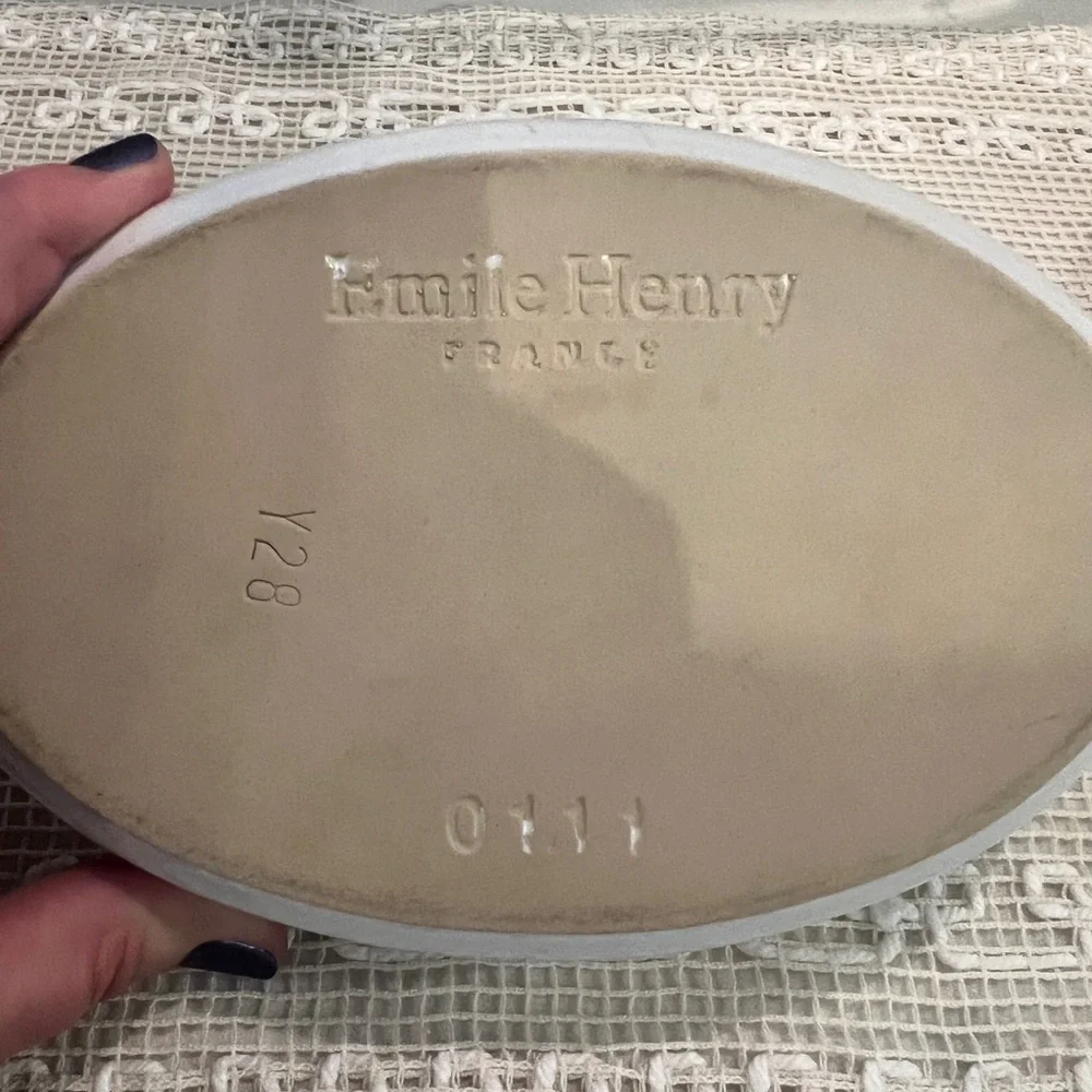 2 pieces Emile Henry escargots dish and oval baking dish.  Made in France.